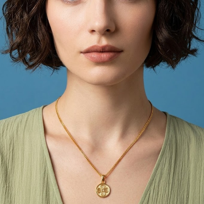 Elizabeth | Gold Plated Clover Coin Pendant Necklace