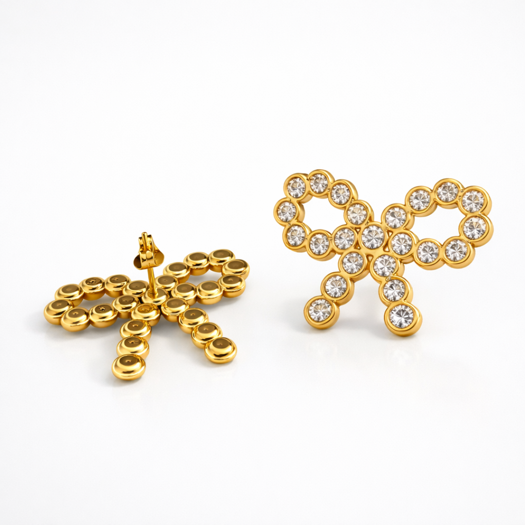 Claire | Bow Pave Stud Earrings