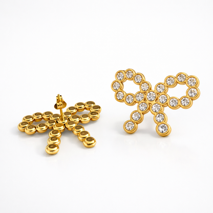 Claire | Bow Pave Stud Earrings