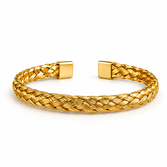 Rosie | Gold Plated Woven Cuff Bangle