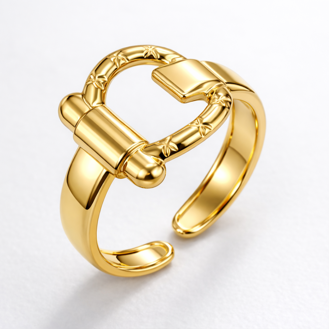 Samarah | Gold Plated Buckle Design Resizable Ring