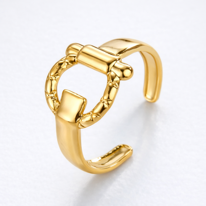 Samarah | Gold Plated Buckle Design Resizable Ring