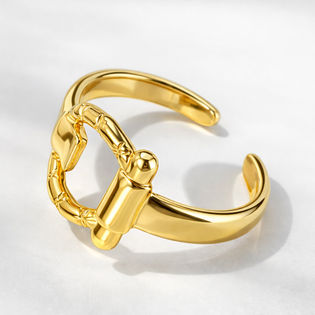 Samarah | Gold Plated Buckle Design Resizable Ring