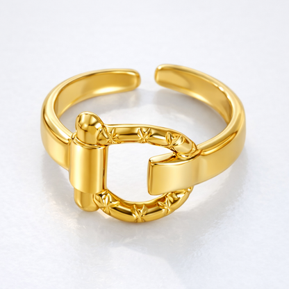 Samarah | Gold Plated Buckle Design Resizable Ring