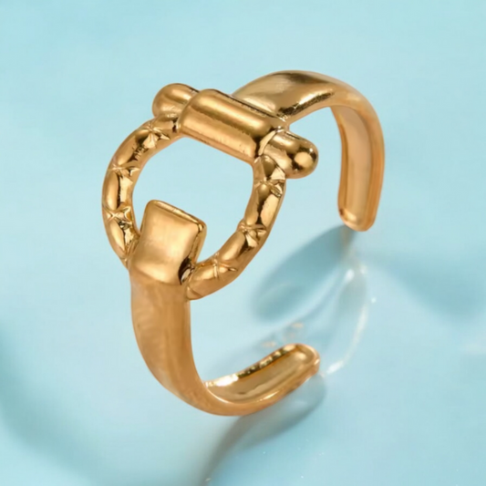 Samarah | Gold Plated Buckle Design Resizable Ring