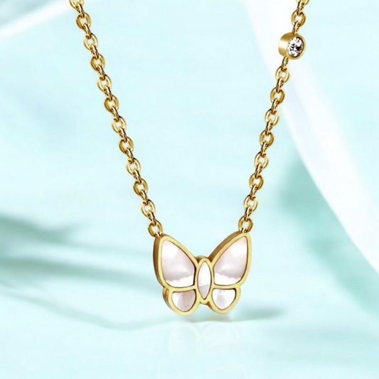 Mirayah | Gold-Plated (18K) Shell Butterfly Charm Waterproof Necklace