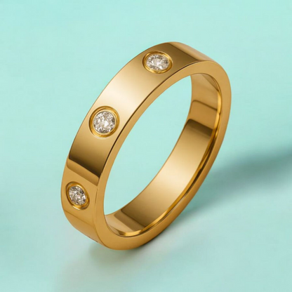 Samira | Gold (18K) Plated Circular Inlaid Zircon Waterproof Ring