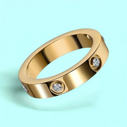 Samira | Gold (18K) Plated Circular Inlaid Zircon Waterproof Ring