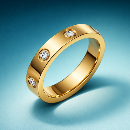 Samira | Gold Plated Circular Inlaid Zircon Waterproof Ring