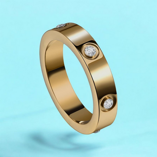 Samira | Gold (18K) Plated Circular Inlaid Zircon Waterproof Ring