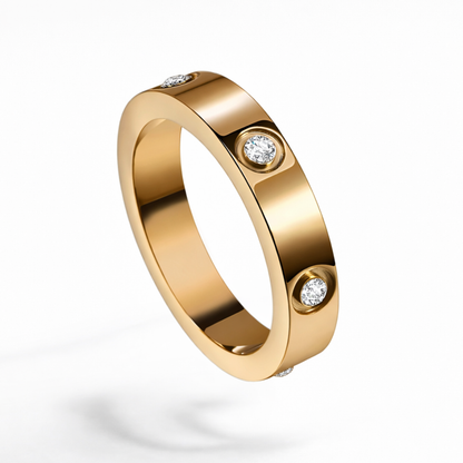 Samira | Gold Plated Circular Inlaid Zircon Waterproof Ring