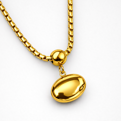 Nancy | Gold Plated Solid Oval Pendant Necklace