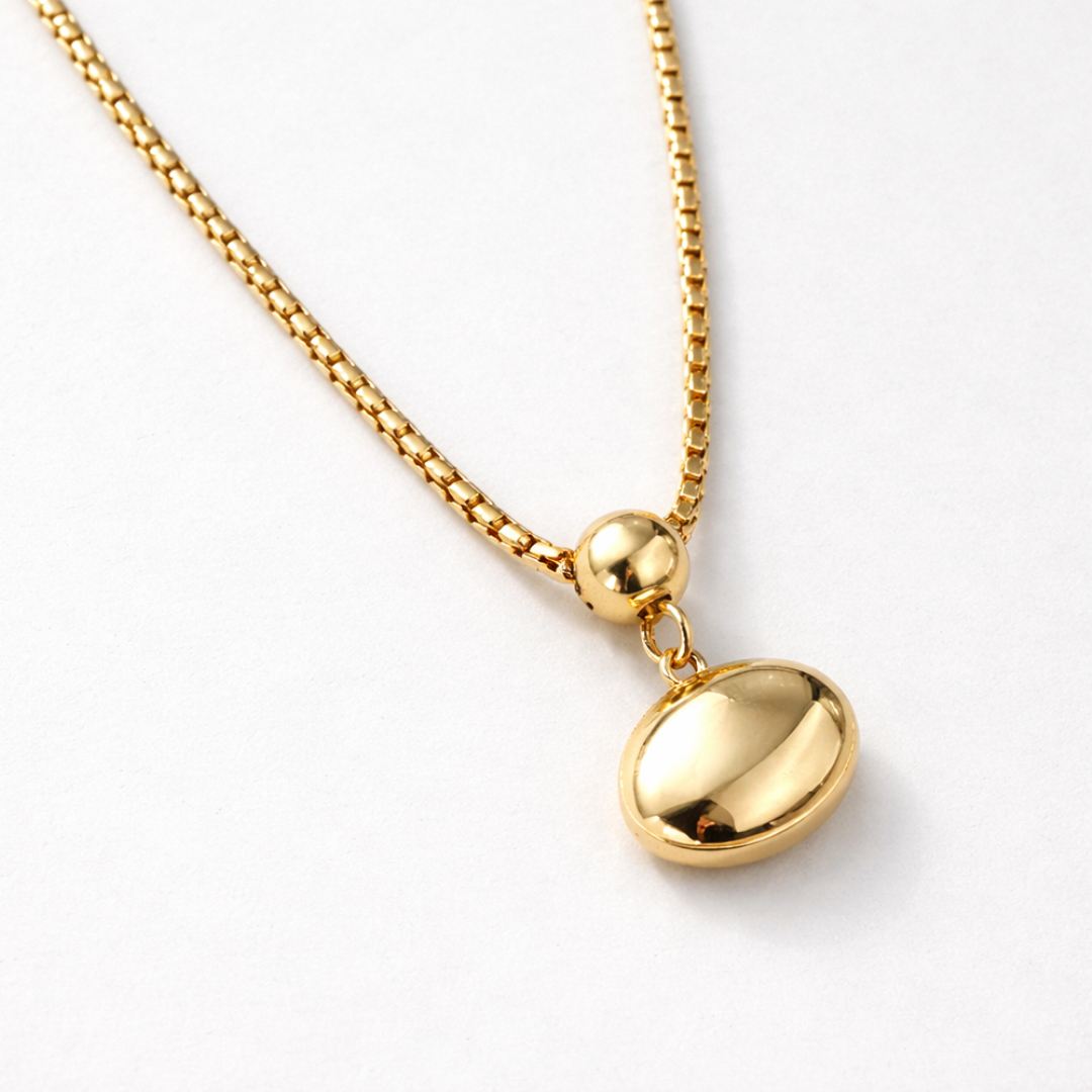 Nancy | Gold Plated Solid Oval Pendant Necklace