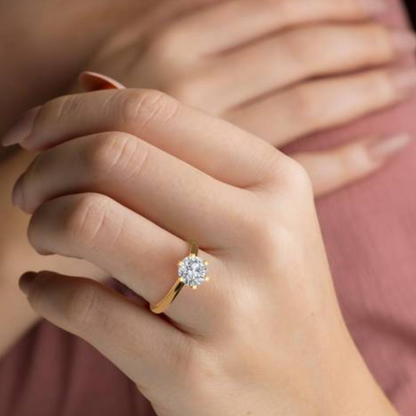 Solene | Gold (18K) Plated Circular Cut Solitaire Waterproof Ring