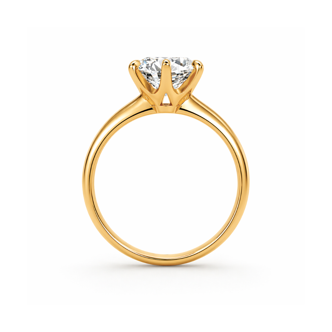 Solene | Gold Plated Circular Cut Solitaire Ring
