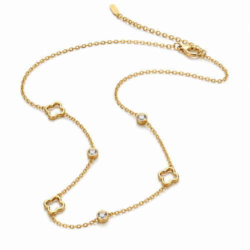 Margaux | Gold Plated Four-Leaf Hollow Clover Necklace