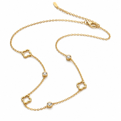 Margaux | Gold Plated Four-Leaf Hollow Clover Necklace