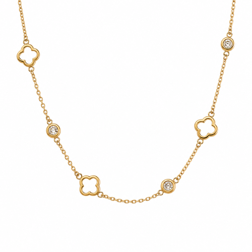Margaux | Gold Plated Four-Leaf Hollow Clover Necklace