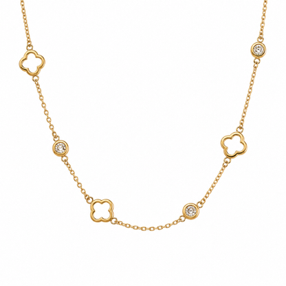 Margaux | Gold Plated Four-Leaf Hollow Clover Necklace