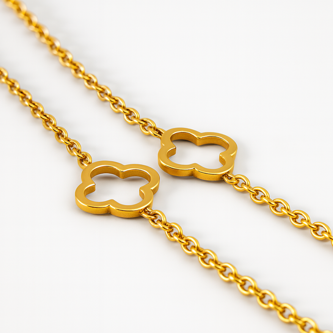 Nikita | Gold Plated Multi Clover Chain Bracelet