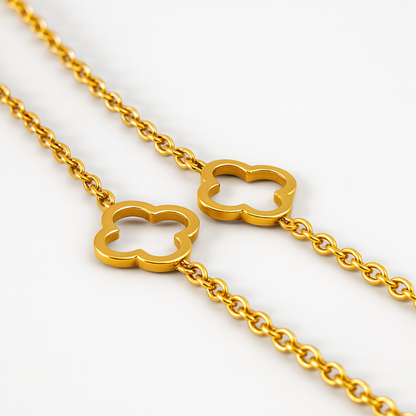 Nikita | Gold Plated Multi Clover Chain Bracelet