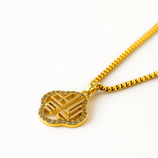Coco | Gold Plated Hollow Clover Necklace with Zircons