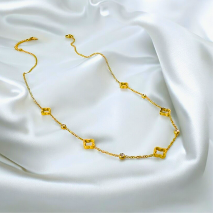 Margaux | Gold-Plated Four-Leaf Clover Zircon Necklace