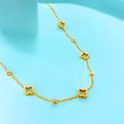 Margaux | Gold-Plated Four-Leaf Clover Zircon Necklace