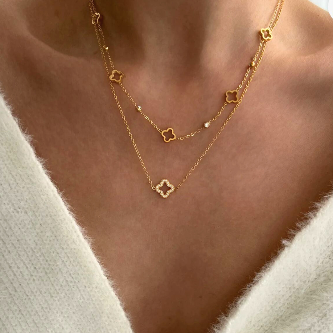 Margaux | Gold-Plated Four-Leaf Clover Zircon Necklace