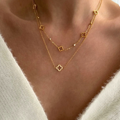 Margaux | Gold-Plated Four-Leaf Clover Zircon Necklace