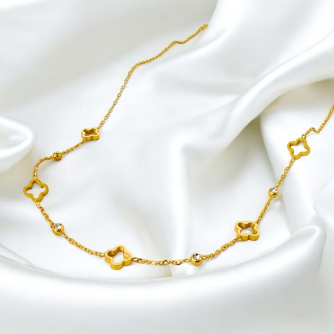 Margaux | Gold-Plated Four-Leaf Clover Zircon Necklace