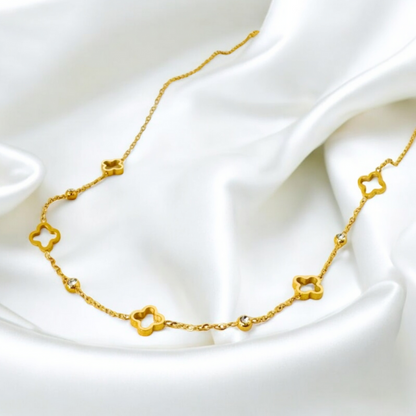 Margaux | Gold-Plated Four-Leaf Clover Zircon Necklace