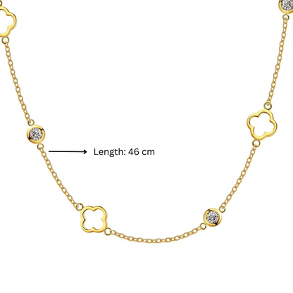 Margaux | Gold-Plated Four-Leaf Clover Zircon Necklace