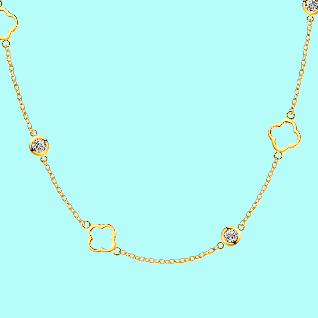 Margaux | Gold-Plated Four-Leaf Clover Zircon Necklace