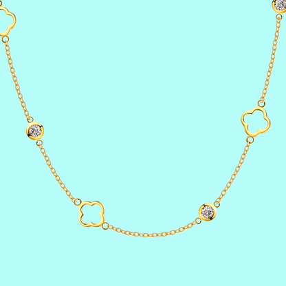 Margaux | Gold-Plated Four-Leaf Clover Zircon Necklace