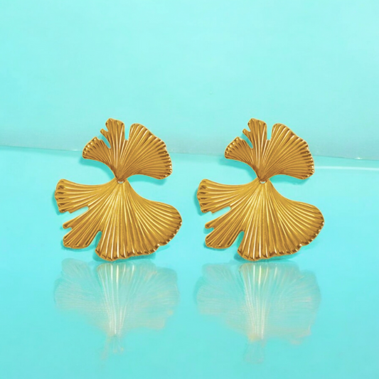 Stella | Gold Plated Gingko Vintage Leaf Earrings