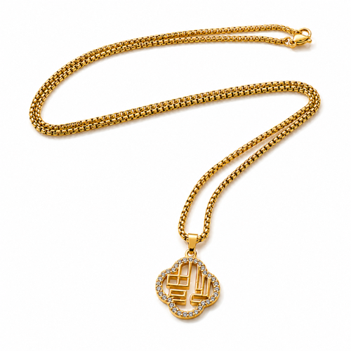 Coco | Gold Plated Hollow Clover Necklace with Zircons