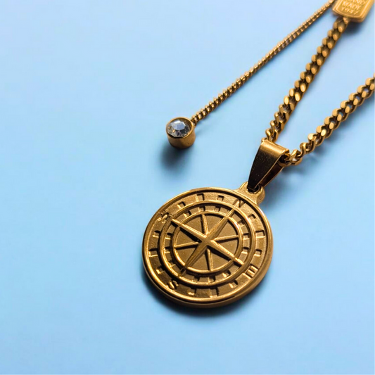Gigi | Gold Plated Compass Pendant Necklace