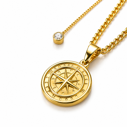 Gigi | Gold Plated Compass Pendant Necklace