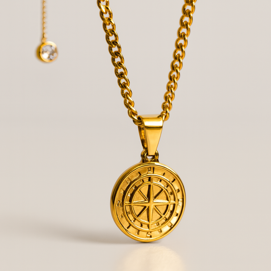 Gigi | Gold Plated Compass Pendant Necklace
