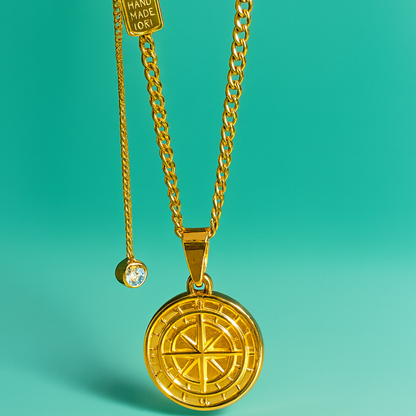 Gigi | Gold Plated Compass Pendant Necklace