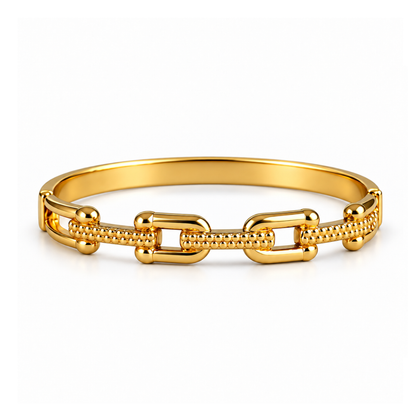 Portia | Gold Plated U-Link Cuff Bangle Bracelet