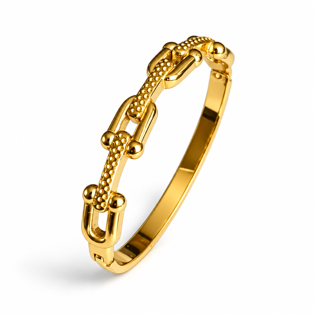Portia | Gold Plated U-Link Cuff Bangle Bracelet