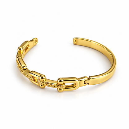 Portia | Gold Plated U-Link Cuff Bangle Bracelet
