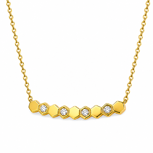 Beth | Gold Plated Honeycomb Styled Bar Pendant Necklace