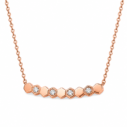 Beth | Gold Plated Honeycomb Styled Bar Pendant Necklace