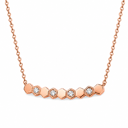 Beth | Gold Plated Honeycomb Styled Bar Pendant Necklace