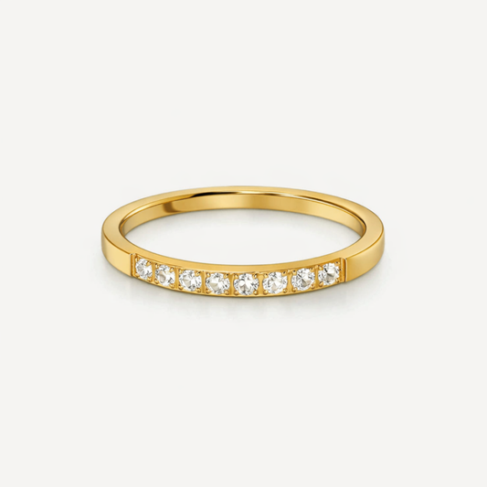 Joyce | Gold Plated Solitaire Slim Ring Inlaid with Cubic Zircons