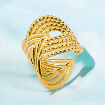 Matilda | Gold-Plated Cuff Style Open Chunky Resizable Ring