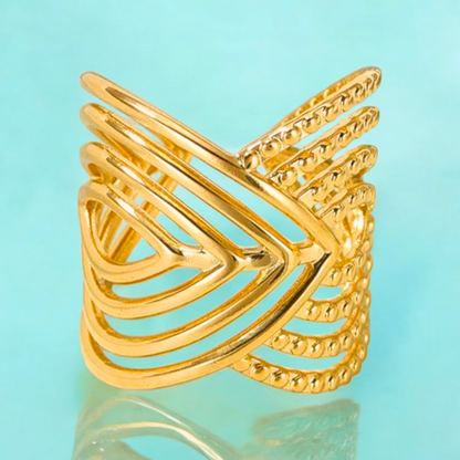 Matilda | Gold-Plated Cuff Style Open Chunky Resizable Ring